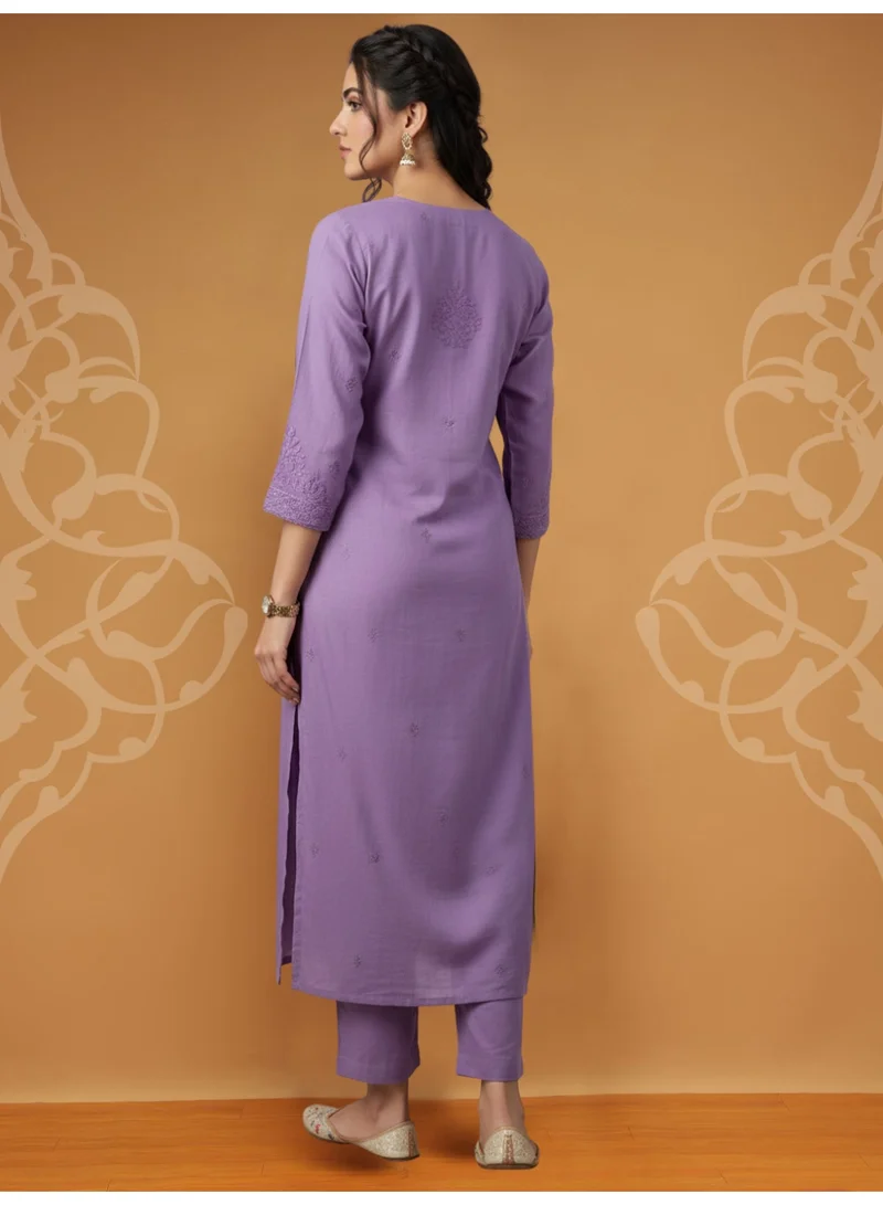 Alaya Women Hand Embroidered Chikankari Muslin Kurta Set-AL4104KS